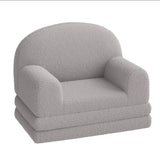 Garvee Sofá Infantil Convertible 2-en-1 con Tela Teddy Fleece, Diseño Media Luna, Espuma Alta Densidad, Gris, para Cuarto y Sala de Juegos - Grey
