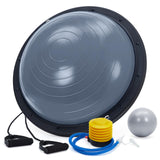 Garvee Media Pelota de Equilibrio 23" con Bandas de Resistencia, Bosu Ball Antideslizante para Entrenamiento de Core, Yoga y Fitness en Casa (Gris) - Gris