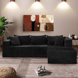 Garvee Sofá Modular Convertible 4 en 1 de Pana Gruesa, Sofá Seccional con Chaise Longue para Salón, Apartamento y Oficina - Negro