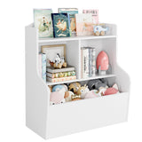 Garvee Biblioteca Infantil Estante De Juguetes 3 Niveles MDF Seguro Estable Para Habitación Niños 64.5x32.8x74.9cm Blanco - Blanco