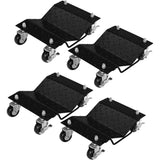 Garvee Juego de 4 Dolly para Ruedas de Coche Acero Manganeso 2722 kg Negro para Garajes - Negro