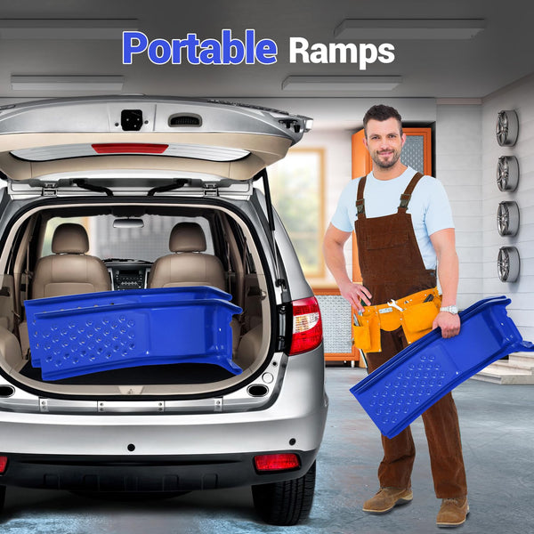 Rampa de coche con diseño compacto para guardado