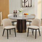 Garvee Sillas De Comedor Tapizadas Modernas Con Cojines Gruesos Y Patas De Madera Para Cocina Y Restaurante, Tela Lino Beige, Juego De 4 - Beige