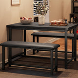 Garvee Conjunto de Mesa de Comedor 3 Piezas con Banco Tapizado, Estructura de Acero, MDF Premium, Ideal para Apartamentos, Ahorra Espacio, Fácil Montaje, 4 Personas, Gris - Negro Retro