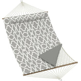 Garvee Hamaca Doble para 2 Personas 350 cm con Soporte de Madera Cuerda de Algodón Almohadilla Ajustable para Patio y Playa Rayas Gris Claro - Rayas Gris Claro