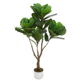 Garvee Árbol Artificial de Higuera de Hoja de Violín con Maceta Cementada para Salones y Oficinas, Material PEVA Duradero, Hojas Realistas, Trunk Texturizado, Verde - Ficus Lira
