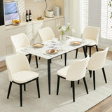 Garvee Sillas de Comedor Juego de 6, Lino Acolchado, Patas de Madera de Caucho, Modernas, Resistente 136 kg, para Cocina y Restaurante, Beige/Gris - Terciopelo