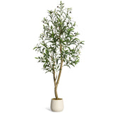Garvee Olivo Artificial 150cm Árbol Falso Grande 5 Pies con Tronco Texturizado y Maceta Blanca Planta Artificial Realista para Decoración de Salón Oficina y Dormitorio - Árbol de Olivo