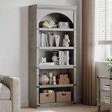 Garvee Estantería con Puertas Indu y 6 Estantes Profundos, Diseño Rústico de Granero, MDF y Madera, Ajustable, para Sala y Oficina, Color Blanco - Gris