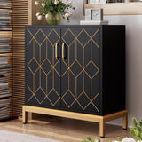 Garvee Buffet Accent Cabinet Metal Resistente Negro Para Cocina Y Comedor 30.9in X 14.3in X 33.3in