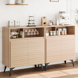Garvee Buffet De Almacenamiento Estilo Granja Con Puertas Acanaladas Y Rejilla Para Comedor Y Entrada Madera Natural - Madera Natural