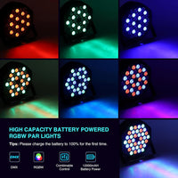 Garvee Reflector LED Inalámbrico Recargable RGB 36 LEDs, Iluminación de Escenario para DJ, Disco y Fiesta, Multicolor