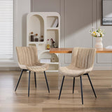 Garvee Sillas De Comedor Modernas Mid Century Tapizadas En Cuero Sintético Con Respaldo Ergonómico Y Patas Metálicas Ajustables Set De 4 Para Cocina Y Sala - Caqui