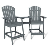 Garvee Sillas Adirondack Altas De Madera Maciza Con Bandeja Conectable Y Reposapiés Integrado Para Patio Y Terraza, Juego De 2, Gris Oscuro - Gris Oscuro