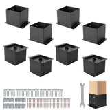 Garvee Base para Poste 15.24x15.24 cm con Acabado en Polvo, Soporte Interior Antihumedad, Acero Resistente, Kit de Tornillos para Vallas y Pérgolas, Negra - Negro