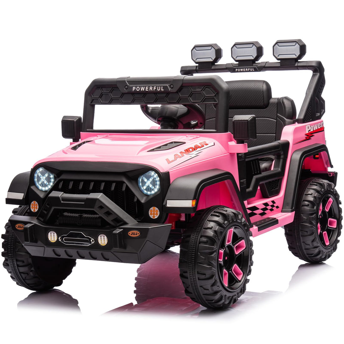 Garvee Coche Eléctrico 12V, Control Remoto, 3 Velocidades, Luces LED, Música, Suspensión, Seguridad, 3-6 años, Interior y Exterior, Rosa