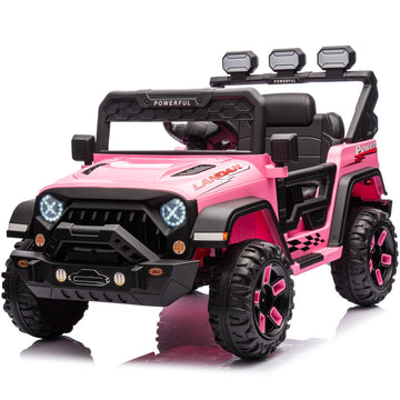 Garvee Coche Eléctrico 12V, Control Remoto, 3 Velocidades, Luces LED, Música, Suspensión, Seguridad, 3-6 años, Interior y Exterior, Rosa