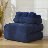 Garvee Sofá Cama Plegable 3 en 1 con Almohada y Soporte Lumbar Espuma Triturada Tela Acordonada Azul Marino para Salón y Dormitorio - Azul