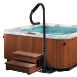 Garvee Barandilla para Jacuzzi con Base Deslizante Ajustable 89-145 cm Giratoria 360° Acero Carbono Resistente Interior y Exterior - Negro