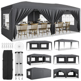 Garvee Toldo Plegable Comercial 3x6m Estructura Reforzada Alturas Ajustables Tela Oxford 210D Impermeable 6 Paredes PU Bolsa 600D para Terrazas Locales y Eventos Exteriores - Gris Oscuro
