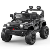 Garvee Coche Eléctrico 12V, Control Remoto, Suspensión, Luces LED, 2 Velocidades, Seguridad, 3-6 años, Interior y Exterior, Negro - Negro
