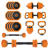 Garvee Set de Mancuernas Ajustables 20 kg 4 en 1 con Pesas, Barra, Kettlebell y Soportes de Push-Up para Gimnasio en Casa, Ajustable, PVC Suave