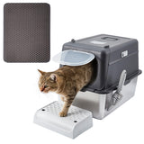Garvee Caja De Arena Para Gatos De Acero Inoxidable Cerrada 15cm Profundidad Gris Oscuro Para Interiores - Gris Oscuro