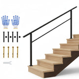 Garvee Barandilla para Escalera de 6 Peldaños Ajustable 0°-45° de Aluminio Liviano con Kit de Protección Profesional para Obra Negro - Negro/1 Ud.