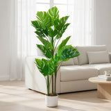 Garvee Planta Artificial Monstera Deliciosa 110cm PEVA Maceta Blanca Decoración Interior Exterior Realista sin Mantenimiento - Green