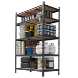 Garvee Estantería Metálica 5 Niveles Ajustable y Resistente para Garaje y Bodega, 72x48x24 in, Acero SPCC Antióxido - Dark Black