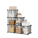 Garvee Estantería de Rejilla Metálica de 6 Cubos, Estructura de Almacenaje Industrial de Alta Capacidad 94x96.5x32 cm Negro - Negro