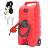 Garvee Tanque de Combustible Portátil 53 l con Bomba Manual y Manguera de 3 m, Polietileno Resistente con Ruedas para Autos, ATV, Barcos y Generadores - Rojo