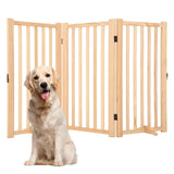 Garvee Puerta Para Perros De Madera Natural Plegable Estable 3 Paneles Para Interiores Escaleras - 