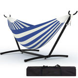 Garvee Hamaca de Algodón Resistente a la Intemperie con Soporte Firme y Carga de 204kg para Siestas de 2 Personas en Exterior Rayas Azul y Blanco - Azul & Blanco