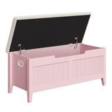 Garvee Banco de Almacenamiento con Cojín, Caja de Madera 100 cm Rosa para Sala y Dormitorio, Bisagras de Seguridad, Mango Ergonómico, Fácil Montaje - Rosa & Blanco