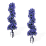 Garvee Árbol De Lavanda Artificial En Espiral 90cm 2 Unidades - Realista, UV-Resistente, PE Y Metal Para Jardín Y Terraza, Violeta Verde