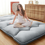 Garvee Matelas Japonais Sol 150x200x8 cm, Futon Épais, Tapis Tatami Roulable, Éponge Épaisse, Polyester 105gsm, Housse Lavable, Chambre d'Amis, Camping - Gris Claro