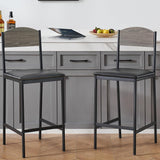 Garvee Taburetes de Bar Juego de 2, Asiento Amplio y Cómodo, Respaldo Curvado, Cuero PU, Estructura de Hierro, Altura de Mostrador, Gris para Cocina y Comedor