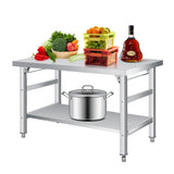 Garvee Mesa Plegable de Acero Inoxidable 36x24 in Doble Nivel Cocina y Camping Acero 201 - 