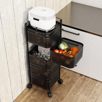 Garvee Carro de Almacenamiento Giratorio 5 Niveles Acero Carbono 4 Ruedas para Cocina Sala Niño Cuarto Organiza Frutas Juguetes Negro