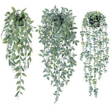 Garvee Plantas Colgantes Artificiales 3 Piezas Eucalipto Falso Enredaderas Decoración Hogar Oficina Jardín Verde