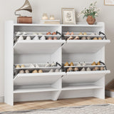 Garvee Zapatero de Madera con 4 Cajones Abatibles y Estante Ajustable para Entrada y Pasillo, Blanco, Organizador de Zapatos - Blanco-4