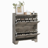 Garvee Gabinete Para Zapatos Estilo Granja Con 2 Cajones Abatibles Y Ganchos Para Pasillos Y Apartamentos Pequeños Madera Estrecho - Gris