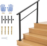 Garvee Barandilla para Escalera de 4 Peldaños de Línea Curva Elegante con Accesorios de Anclaje para Decoración y Seguridad Negro - Negro/1 Ud.