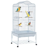 Garvee Jaula para Pájaros de 137,2 cm de Hierro Forjado para Periquitos y Aves Pequeñas, Espaciosa y Segura, con Soporte Resistente, Ideal para Interiores y Exteriores - Blanco