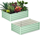 Garvee Set de 2 Huertos Galvanizados Resistentes con Bordes Suaves para Jardinería 180x90x30cm Verde Oliva - Verde Oliva