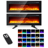 Garvee Chimenea eléctrica 3D de pared de 152cm con calefacción ajustable, 12 modos LED, diseño delgado y elegante, negro - Negro