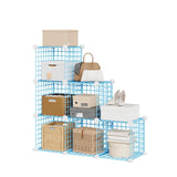 Garvee Estantería de Rejilla con Diseño de Cubos, Organizador de Alambre con Configuración Flexible DIY 94x96.5x32 cm Azul - Azul