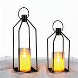 Garvee Set De 2 Faroles De Metal Con Velas LED Acrílicas, Control Remoto, Decoración Para Hogar Y Jardín, Negro, 30.5 Y 38.1 Cm - Negro