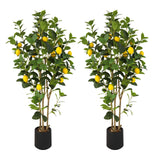 Garvee Árboles Artificiales de Limón 122cm, Pack de 2, Frutas Amarillas Realistas, Decoración Interior, Maceta Plástica, Verde y Amarillo - Maceta Negra